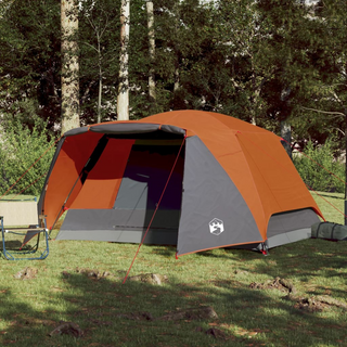 Camping Tent 6-Person Grey and Orange Waterproof - Giant Lobelia