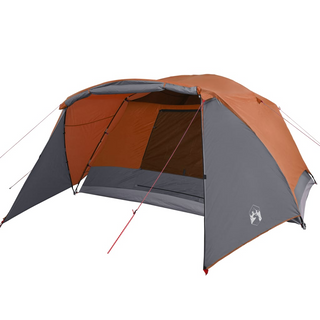 Camping Tent 6-Person Grey and Orange Waterproof - Giant Lobelia