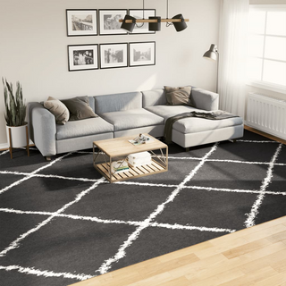 vidaXL Shaggy Rug High Pile Modern Black and Cream 300x400 cm - Giant Lobelia