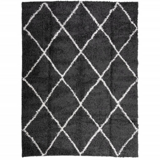 vidaXL Shaggy Rug High Pile Modern Black and Cream 300x400 cm - Giant Lobelia