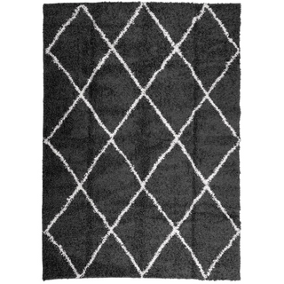 Shaggy Rug High Pile Modern Black and Cream 240x340 cm - Giant Lobelia