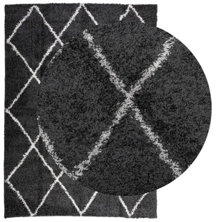 Shaggy Rug High Pile Modern Black and Cream 240x340 cm - Giant Lobelia