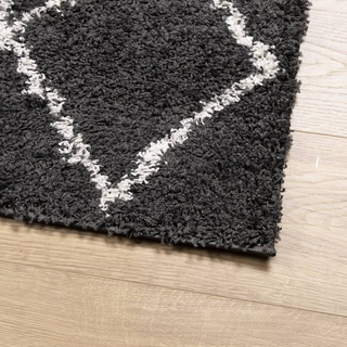 Shaggy Rug High Pile Modern Black and Cream 240x340 cm - Giant Lobelia