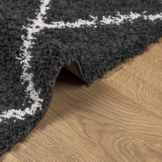 Shaggy Rug High Pile Modern Black and Cream 240x340 cm - Giant Lobelia