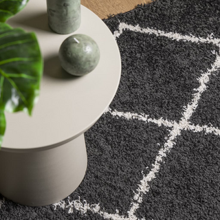 Shaggy Rug High Pile Modern Black and Cream 240x340 cm - Giant Lobelia