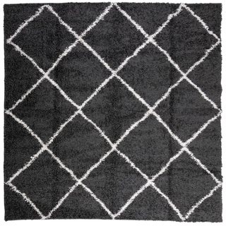 vidaXL Shaggy Rug High Pile Modern Black and Cream 240x240 cm - Giant Lobelia