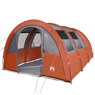 Camping Tent 4-Person Grey and Orange Waterproof - Giant Lobelia