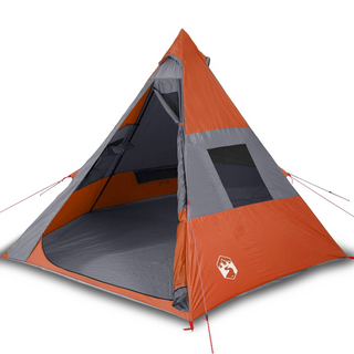 Camping Tent 7-Person Grey and Orange Waterproof - Giant Lobelia