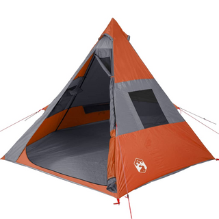 Camping Tent 7-Person Grey and Orange Waterproof - Giant Lobelia