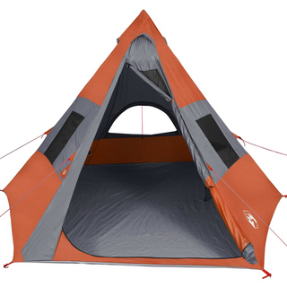 Camping Tent 7-Person Grey and Orange Waterproof - Giant Lobelia