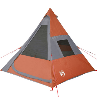 Camping Tent 7-Person Grey and Orange Waterproof - Giant Lobelia