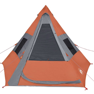 Camping Tent 7-Person Grey and Orange Waterproof - Giant Lobelia