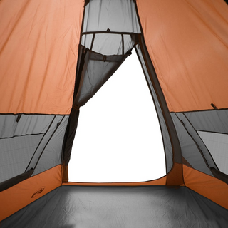 Camping Tent 7-Person Grey and Orange Waterproof - Giant Lobelia