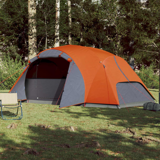 Camping Tent 8-Person Grey and Orange Waterproof - Giant Lobelia