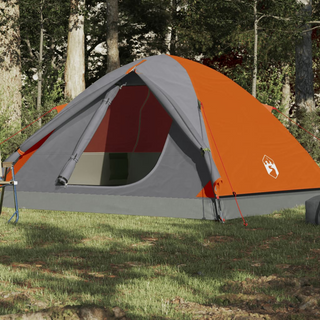 Camping Tent 3-Person Grey and Orange Waterproof - Giant Lobelia