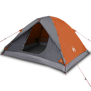 Camping Tent 3-Person Grey and Orange Waterproof - Giant Lobelia