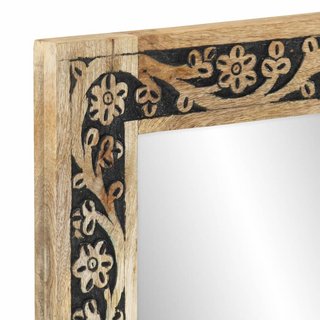 Bathroom Mirror 50x70x2.5 cm Solid Wood Mango and Glass - Giant Lobelia