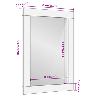 Bathroom Mirror 50x70x2.5 cm Solid Wood Mango and Glass - Giant Lobelia