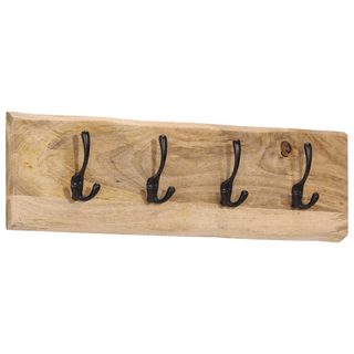 vidaXL Wall-mounted Coat Rack with 4 Hooks Solid Wood Mango - Giant Lobelia