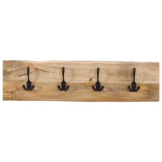 vidaXL Wall-mounted Coat Rack with 4 Hooks Solid Wood Mango - Giant Lobelia