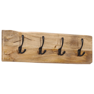 vidaXL Wall-mounted Coat Rack with 4 Hooks Solid Wood Mango - Giant Lobelia