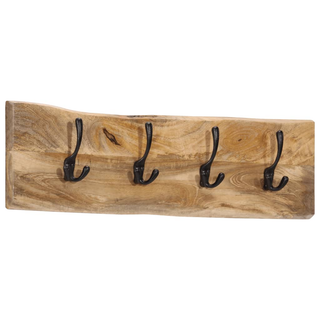 vidaXL Wall-mounted Coat Rack with 4 Hooks Solid Wood Mango - Giant Lobelia