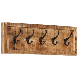 vidaXL Wall-mounted Coat Rack with 5 Hooks Solid Wood Mango - Giant Lobelia