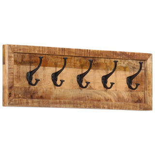 vidaXL Wall-mounted Coat Rack with 5 Hooks Solid Wood Mango - Giant Lobelia