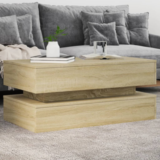 vidaXL Coffee Table with LED Lights Sonoma Oak 90x50x40 cm - Giant Lobelia