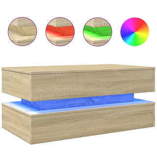 vidaXL Coffee Table with LED Lights Sonoma Oak 90x50x40 cm - Giant Lobelia