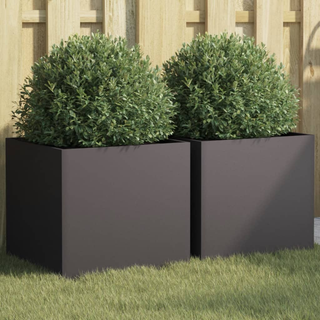 vidaXL Planters 2 pcs Black 42x40x39 cm Cold-rolled Steel - Giant Lobelia