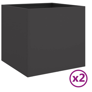 vidaXL Planters 2 pcs Black 42x40x39 cm Cold-rolled Steel - Giant Lobelia