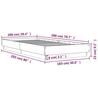 Bed Frame with LED Lights Sonoma Oak 100x200 cm - Giant Lobelia