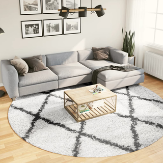 vidaXL Shaggy Rug High Pile Modern Cream and Black Ø 280 cm - Giant Lobelia