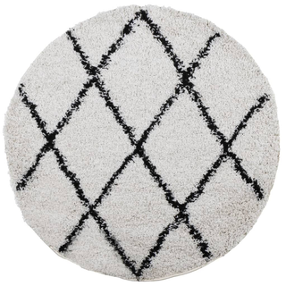 vidaXL Shaggy Rug High Pile Modern Cream and Black Ø 280 cm - Giant Lobelia