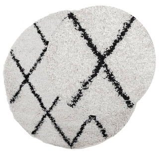 vidaXL Shaggy Rug High Pile Modern Cream and Black Ø 280 cm - Giant Lobelia