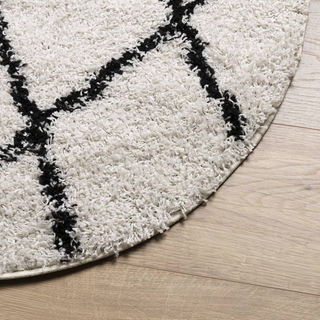 vidaXL Shaggy Rug High Pile Modern Cream and Black Ø 280 cm - Giant Lobelia