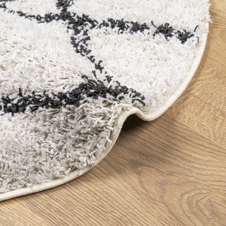 vidaXL Shaggy Rug High Pile Modern Cream and Black Ø 280 cm - Giant Lobelia