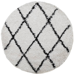 vidaXL Shaggy Rug High Pile Modern Cream and Black Ø 240 cm - Giant Lobelia