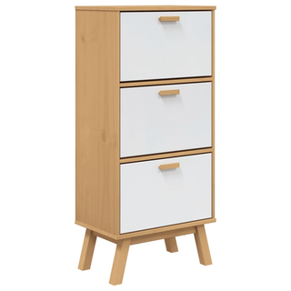 vidaXL Shoe Cabinet OLDEN White and Brown 55x35x120cm Solid Wood Pine - Giant Lobelia