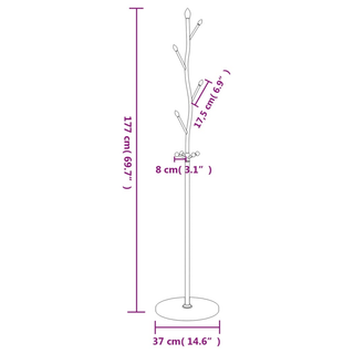 vidaXL Coat Stand White 177 cm Powder-coated Iron - Giant Lobelia