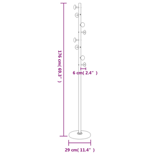 vidaXL Coat Stand White 176 cm Powder-coated Iron - Giant Lobelia