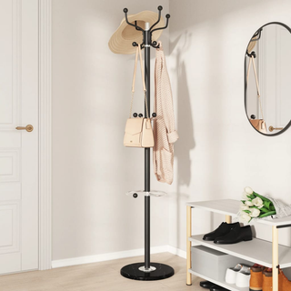 vidaXL Coat Stand with Umbrella Holder Black 180 cm Powder-coated Iron - Giant Lobelia