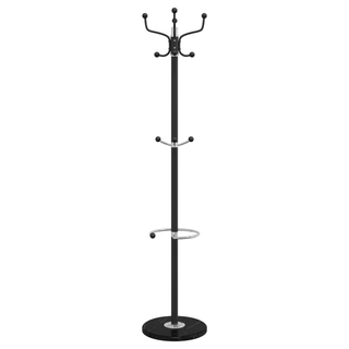 vidaXL Coat Stand with Umbrella Holder Black 180 cm Powder-coated Iron - Giant Lobelia