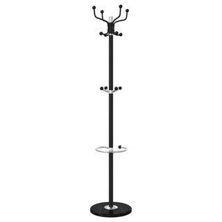 vidaXL Coat Stand with Umbrella Holder Black 180 cm Powder-coated Iron - Giant Lobelia