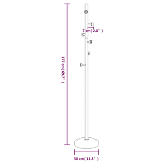 vidaXL Coat Stand Black 177 cm Powder-coated Iron - Giant Lobelia