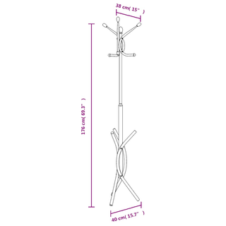 vidaXL Coat Stand Black 176 cm Powder-coated Iron - Giant Lobelia