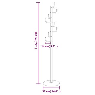 vidaXL Coat Stand White 183 cm Powder-coated Iron - Giant Lobelia