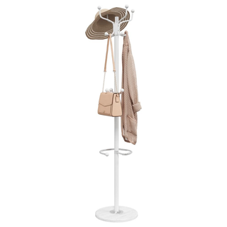 vidaXL Coat Stand with Umbrella Holder White 180 cm Powder-coated Iron - Giant Lobelia