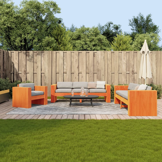 2 Piece Garden Lounge Set Wax Brown Solid Wood Pine - Giant Lobelia